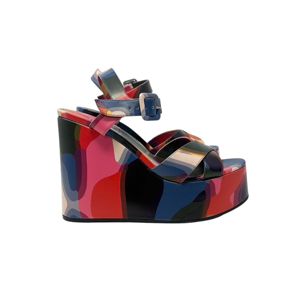 Christian Louboutin Supramariza Leather Platform Wedge Sandal 130mm Size 38